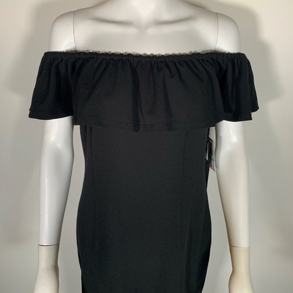 1 State Dress Black Ruffled Of Shoulders Sz 8 NEW - Picture 2 of 6